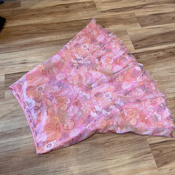 Delicate Pink Floral Skirt (Pleated Hem, Beautiful Movement, Girly, Romantic) - Picture 4 of 8